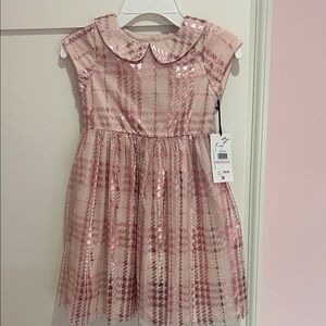 NWT Pink Plaid Sequin Kids Dress SIZE 6